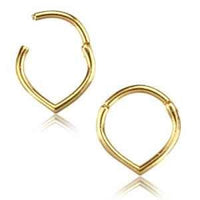 Cargar imagen en el visor de la galería, Klapp Segmentring Piercing spitz Edelstahl Gold PVD - chic - net.de
