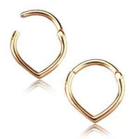Cargar imagen en el visor de la galería, Klapp Segmentring Piercing spitz Edelstahl Gold PVD - chic - net.de
