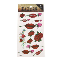 Load image into Gallery viewer, Klebe Tattoo Rosen rot pink Kussmund Lippen Mund Lippenstift 12 Motive 1 Bogen - chic - net.de

