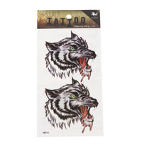 Load image into Gallery viewer, Klebe Tattoo Wolf gezeichnet Pinselstriche grau schwarz Maul 2 Motive 1 Bogen - chic - net.de
