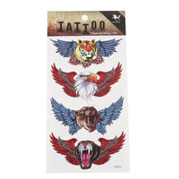 Load image into Gallery viewer, Klebetattoo Raubtiere Köpfe Flügel farbig rot blau 4 Motive 1 Bogen - chic - net.de
