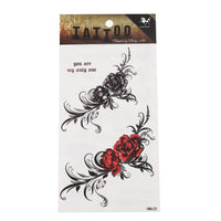 Load image into Gallery viewer, Klebetattoo Rose Schnörkel Vintage schwarz rot Spruch 3 Motive 1 Bogen - chic - net.de
