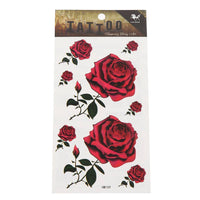 Load image into Gallery viewer, Klebetattoo Rosen Blüten rot groß klein Stiel Dornen 8 Motive 1 Bogen - chic - net.de
