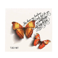 Load image into Gallery viewer, Klebetattoo Schmetterlinge realistisch rot orange Schatten Spruch Schreibschrift - chic - net.de
