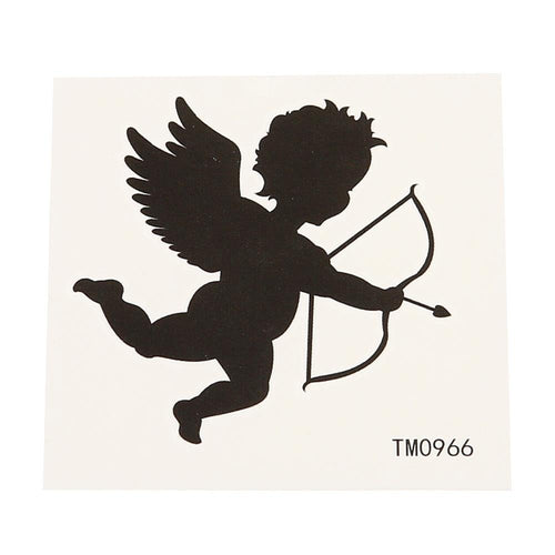 Klebetattoo temporär Amor Engel Liebesengel Pfeil Liebe schwarz schlicht 1 Bogen - chic - net.de