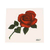 Load image into Gallery viewer, Klebetattoo temporär Rose einfach Blüte rot Stiel Blätter Dornen grün schlicht 1 Bogen - chic - net.de
