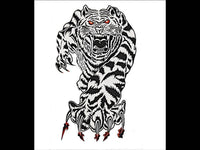 Load image into Gallery viewer, Klebetattoo Tiger springend schwrz weiß Krallen rot Blut 1 Motiv 1 Bogen - chic - net.de
