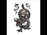 Load image into Gallery viewer, Klebetattoo Tribal schwarz chinesischer Drache grau 3 Motive 1 Bogen - chic - net.de
