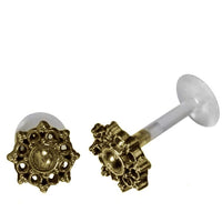 Load image into Gallery viewer, Labret Lippen Piercing Acryl Steuerrad antik golden Brass Motiv - chic - net.de
