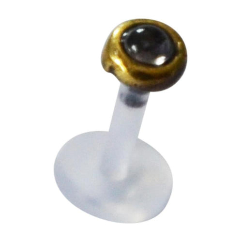 Labret Lippen Piercing Bio Acryl Amethyst antik golden Brass Tragus Conch Helix - chic - net.de