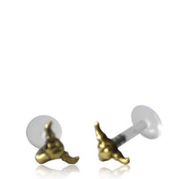 Cargar imagen en el visor de la galería, Labret Lippen Piercing Bio Acryl Büffel Schädel antik golden Brass Tragus Conch Helix - chic - net.de
