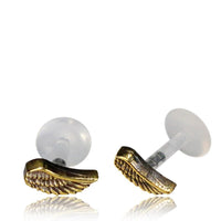Load image into Gallery viewer, Labret Lippen Piercing Bio Acryl Engel Flügel antik golden Brass Motiv Tragus - chic - net.de
