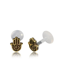 Load image into Gallery viewer, Labret Lippen Piercing Bio Acryl Khamsa Hand antik golden Brass Tragus - chic - net.de
