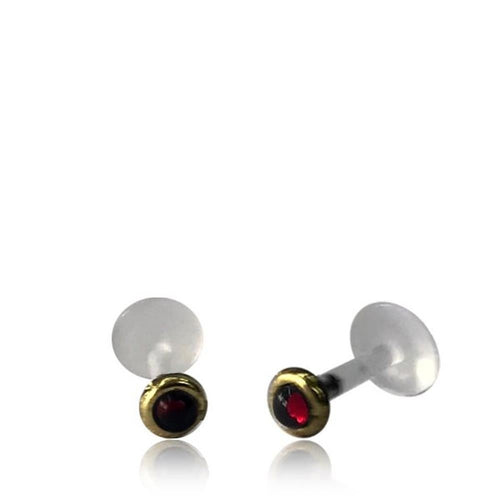 Labret Lippen Piercing Bio Acryl Rubin antik golden Brass Tragus Conch Helix - chic - net.de