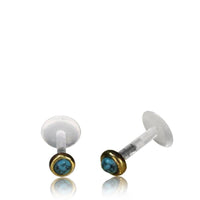 Load image into Gallery viewer, Labret Lippen Piercing Bio Acryl Türkis antik golden Brass Tragus Conch Helix - chic - net.de

