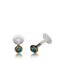 Load image into Gallery viewer, Labret Lippen Piercing Bio Acryl Türkis antik golden Brass Tragus Conch Helix - chic - net.de
