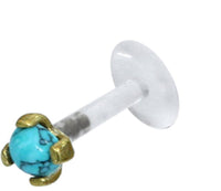 Load image into Gallery viewer, Labret Lippen Piercing Bio Plastic gold Brass Stein - chic - net.de
