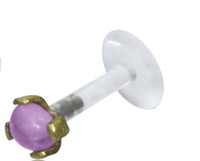 Load image into Gallery viewer, Labret Lippen Piercing Bio Plastic gold Brass Stein - chic - net.de
