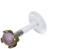 Load image into Gallery viewer, Labret Lippen Piercing Bio Plastic gold Brass Stein - chic - net.de
