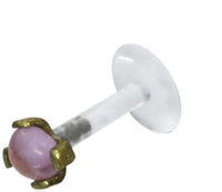 Load image into Gallery viewer, Labret Lippen Piercing Bio Plastic gold Brass Stein - chic - net.de

