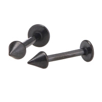 Cargar imagen en el visor de la galería, Labret modisches Piercing 13 mm aus Edelstahl schwarz mit Cone Spitze - chic - net.de
