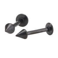 Cargar imagen en el visor de la galería, Labret modisches Piercing 13 mm aus Edelstahl schwarz mit Cone Spitze - chic - net.de
