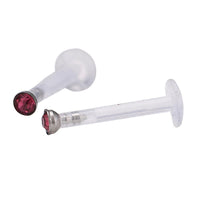Load image into Gallery viewer, Labret modisches Piercing aus Acryl mit rosa Stein Edelstahl - chic - net.de
