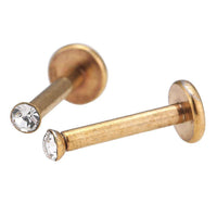 Load image into Gallery viewer, Labret modisches Piercing aus Edelstahl in goldener Farbe mini Zirkonia Stein - chic - net.de
