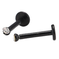 Load image into Gallery viewer, Labret modisches Piercing aus Edelstahl in schwarz mini Zirkonia Stein weiß - chic - net.de
