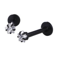 Load image into Gallery viewer, Labret modisches Piercing aus Edelstahl in schwarz weißer Sternförmiger Mini Zirkonia Stein - chic - net.de

