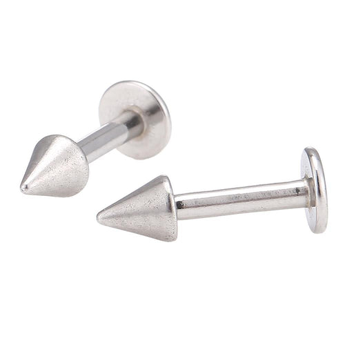 Labret modisches Piercing aus Edelstahl in silber mittel mit Spitze Cone - chic - net.de