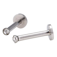 Cargar imagen en el visor de la galería, Labret modisches Piercing aus Edelstahl in silberfarben mini Zirkonia Stein weiß - chic - net.de
