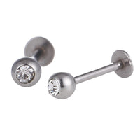 Load image into Gallery viewer, Labret modisches Piercing aus Edelstahl in silberner Farbe weißer Stein - chic - net.de
