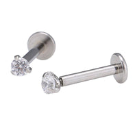 Load image into Gallery viewer, Labret modisches Piercing Zirkonia Stein weiß aus Edelstahl in silber - chic - net.de
