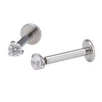 Load image into Gallery viewer, Labret modisches Piercing Zirkonia Stein weiß aus Edelstahl in silber - chic - net.de
