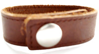 Cargar imagen en el visor de la galería, Lederarmband braun schmales Lederarmbänder Druckknopf Armband unisex nickelfrei Verschluss - chic - net.de
