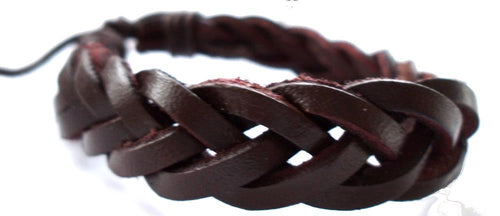 Lederarmband geflochten rot braun schmal verstellbar Armband binden unisex nickelfrei - chic - net.de