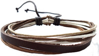 Load image into Gallery viewer, Lederarmband Schnüre braun hell dunkel weiß verstellbar Armband Leder breit unisex nickelfrei - chic - net.de
