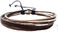 Load image into Gallery viewer, Lederarmband Schnüre braun hell dunkel weiß verstellbar Armband Leder breit unisex nickelfrei - chic - net.de
