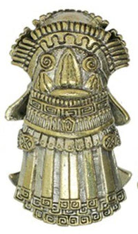 Load image into Gallery viewer, Lobe Ohr Piercing Ohrgewicht gold antik 18mm Maya Häuptling oxidiert Messing 47,6g - chic - net.de
