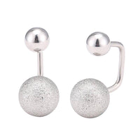 Cargar imagen en el visor de la galería, Long Staples Barbell 90 Grad Schraubverschluss zwei Kugeln große Kugel glitzer silberfarben - chic - net.de
