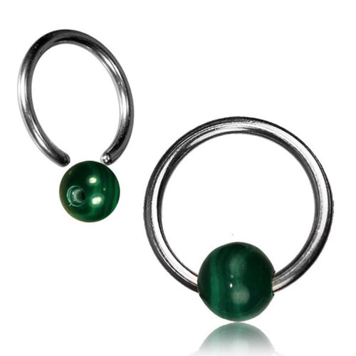 Malachit Universal Piercing Klemmkugel Ring silbern Kugel Septum Helix Tragus - chic - net.de