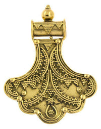 Load image into Gallery viewer, Messing Anhänger Fächer Punkte Röhrenaufhänger antik golden Kette Tribal Brass Schmuck - chic - net.de
