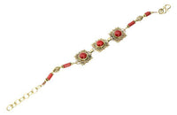 Load image into Gallery viewer, Messing Armband golden eckig rund Spiralen Punkte Jaspis 17 - 20 cm oval Zylinder - chic - net.de
