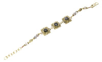Load image into Gallery viewer, Messing Armband golden eckig rund Spiralen Punkte Labradorit 17 - 20 cm oval Perlen - chic - net.de
