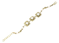 Cargar imagen en el visor de la galería, Messing Armband golden eckig rund Spiralen Punkte Perlen 17 - 20 cm oval - chic - net.de
