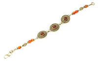 Load image into Gallery viewer, Messing Armband golden oval Punkte Kreise Karneol 17 - 20 cm runde Perlen - chic - net.de
