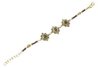 Load image into Gallery viewer, Messing Armband golden oval Raute Herzen Bögen Granat rund 18 - 20,5 cm Perlen - chic - net.de
