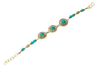 Load image into Gallery viewer, Messing Armband golden rund Seil Spiralen Blatt Türkis 17,5 - 20 cm Perlen - chic - net.de
