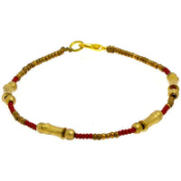 Load image into Gallery viewer, Messing Armband Zylinder konkav braun Perlen golden nickelfrei antik Tribal 22 cm Karabiner - chic - net.de
